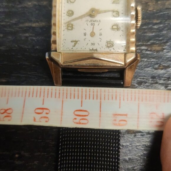 Avalon art deco mechanical watch domed steel milanese strap 10k rgp 22x38mm runs - Picture 12 of 14